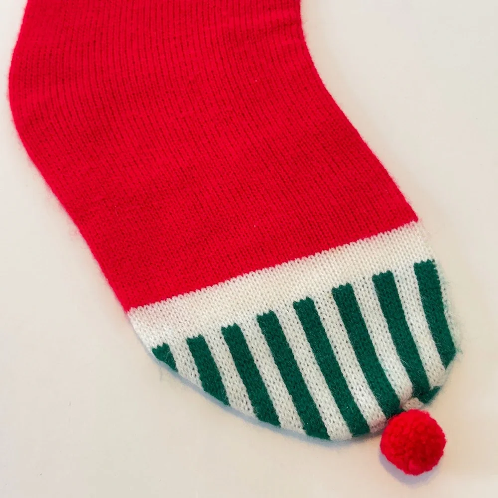 Vintage 1983 Kurt S Adler Grandma Hi-Granny Knit Christmas Stocking‎ Red Green